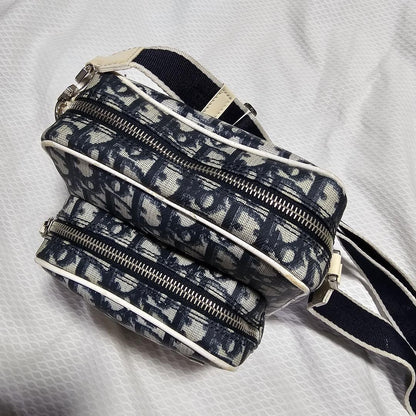 Christian Dior Shoulder Bag Purse Trotter No.1 White Navy Authentic