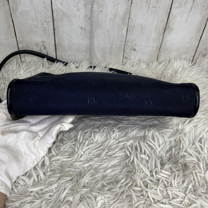 Christian Dior Shoulder Bag Purse Logo Leather Navy Authentic
