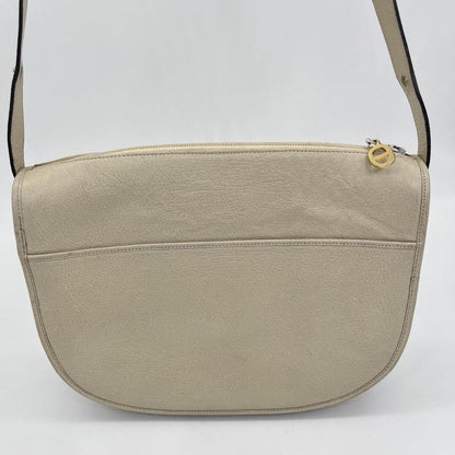 Christian Dior Shoulder Bag Purse CD Leather Off White White Authentic