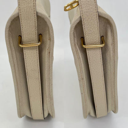 Christian Dior Shoulder Bag Purse CD Leather Off White White Authentic