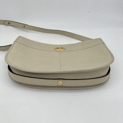 Christian Dior Shoulder Bag Purse CD Leather Off White White Authentic