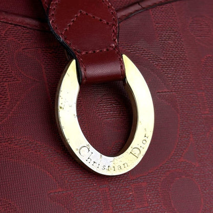 Christian Dior Hand Bag Tote Purse Trotter Leather Red Authentic