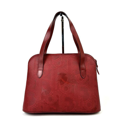 Christian Dior Hand Bag Tote Purse Trotter Leather Red Authentic
