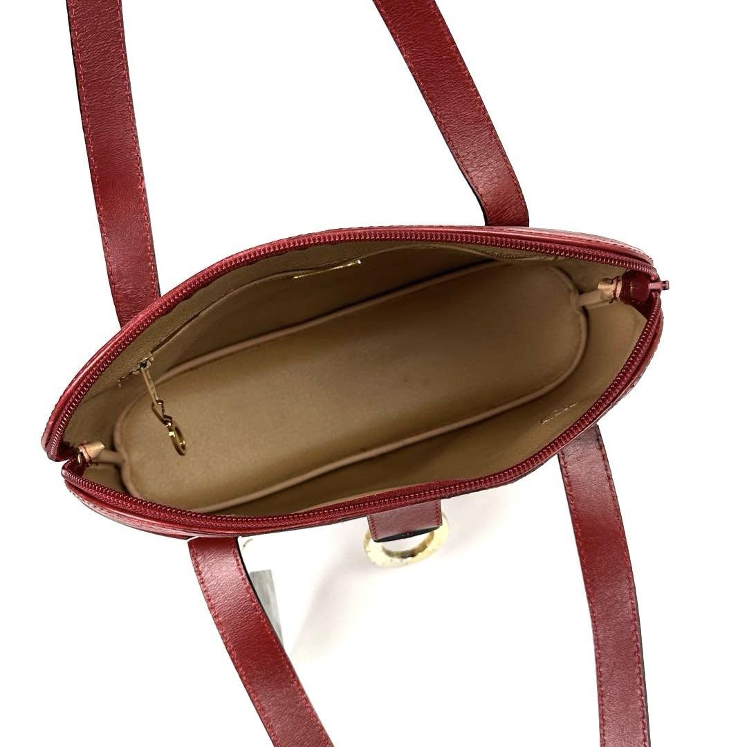 Christian Dior Hand Bag Tote Purse Trotter Leather Red Authentic