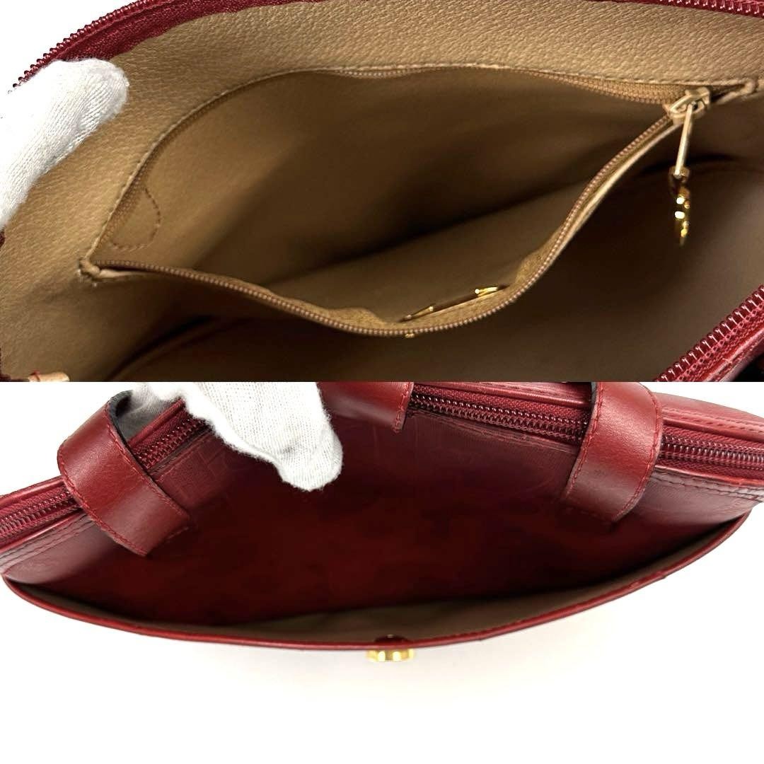 Christian Dior Hand Bag Tote Purse Trotter Leather Red Authentic