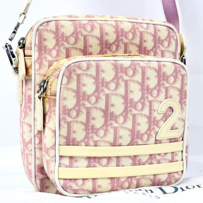 Christian Dior Shoulder Bag Purse Trotter No.2 PVC Leather Pink White Authentic