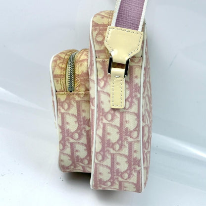 Christian Dior Shoulder Bag Purse Trotter No.2 PVC Leather Pink White Authentic