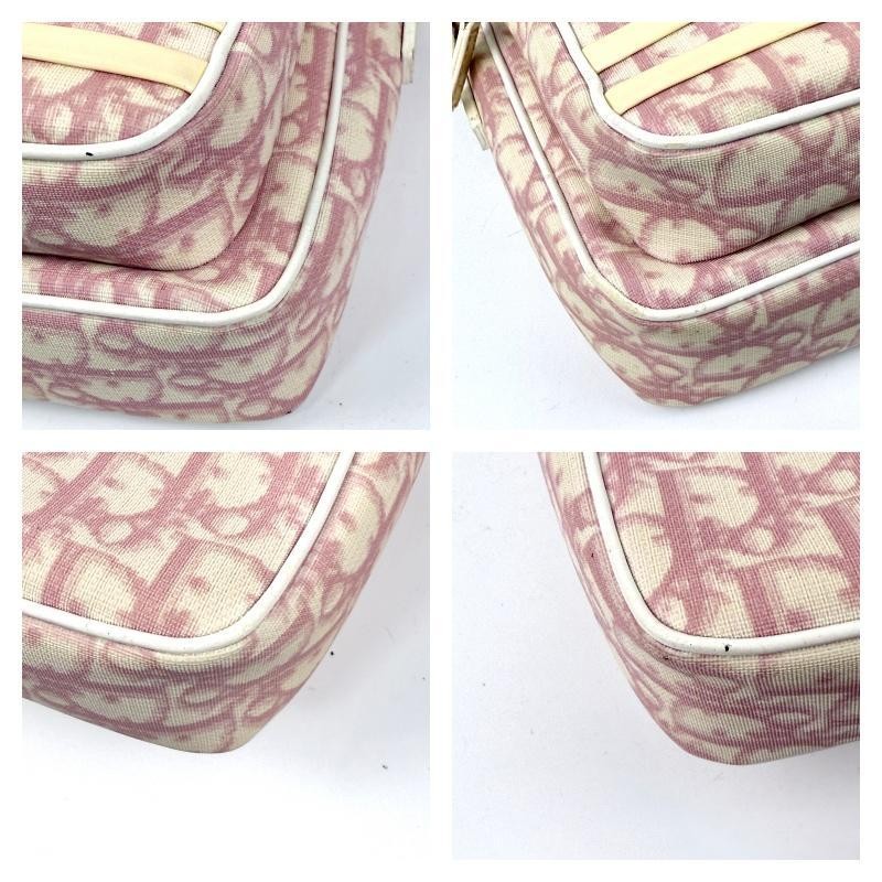 Christian Dior Shoulder Bag Purse Trotter No.2 PVC Leather Pink White Authentic