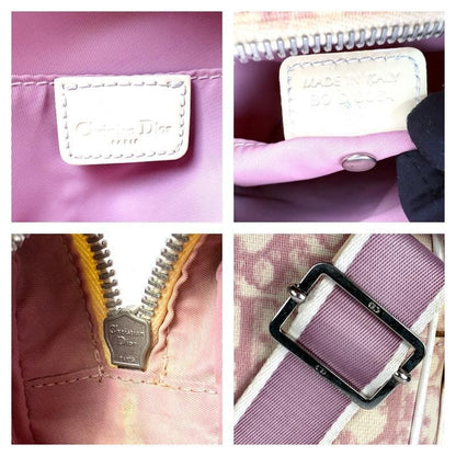 Christian Dior Shoulder Bag Purse Trotter No.2 PVC Leather Pink White Authentic