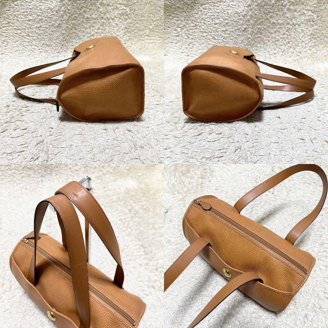 Christian Dior Hand Bag Tote Purse Mini Boston CD Leather Camel Authentic
