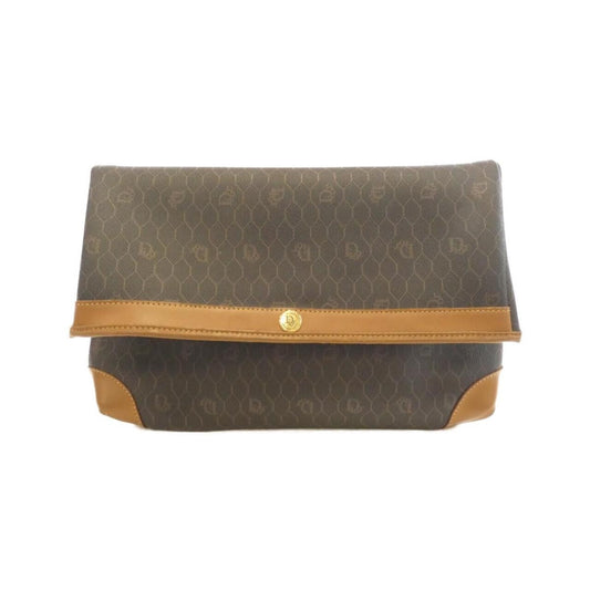 Christian Dior Bag Purse Honeycomb Coated Canvas Brown Authentic
