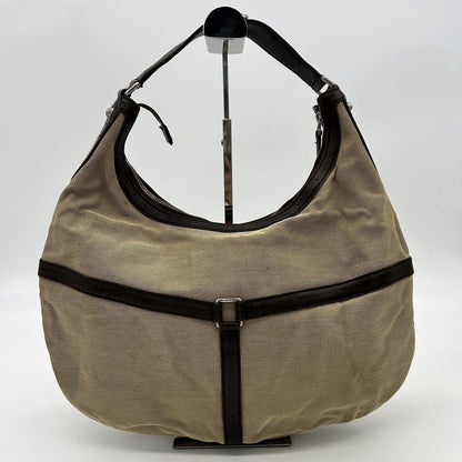 GUCCI Shoulder Bag Purse Interlocking Sherry Line GG Canvas Leather Brown Beige