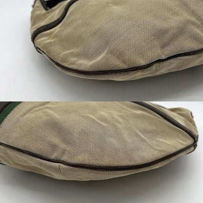 GUCCI Shoulder Bag Purse Interlocking Sherry Line GG Canvas Leather Brown Beige