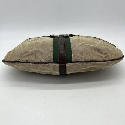 GUCCI Shoulder Bag Purse Interlocking Sherry Line GG Canvas Leather Brown Beige