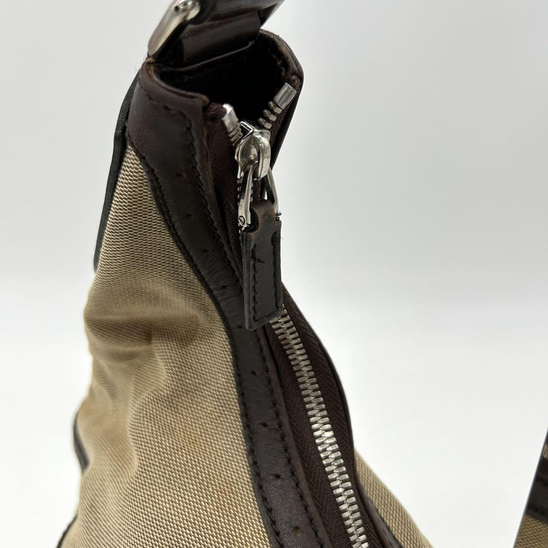 GUCCI Shoulder Bag Purse Interlocking Sherry Line GG Canvas Leather Brown Beige