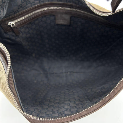 GUCCI Shoulder Bag Purse Interlocking Sherry Line GG Canvas Leather Brown Beige