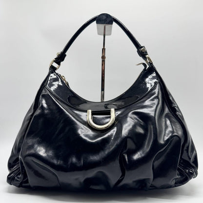 GUCCI Hand Shoulder Bag Tote Purse Patent Leather Black Authentic