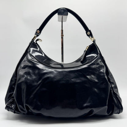 GUCCI Hand Shoulder Bag Tote Purse Patent Leather Black Authentic