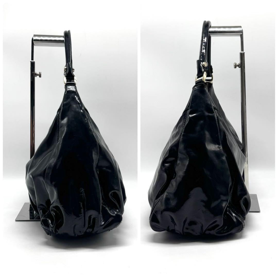 GUCCI Hand Shoulder Bag Tote Purse Patent Leather Black Authentic