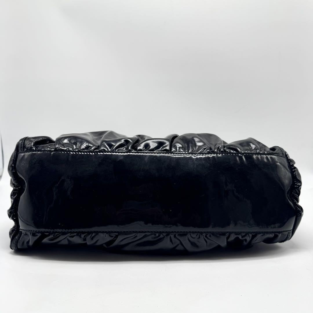 GUCCI Hand Shoulder Bag Tote Purse Patent Leather Black Authentic