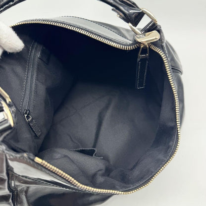 GUCCI Hand Shoulder Bag Tote Purse Patent Leather Black Authentic