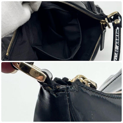 GUCCI Hand Shoulder Bag Tote Purse Patent Leather Black Authentic