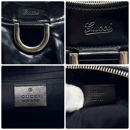 GUCCI Hand Shoulder Bag Tote Purse Patent Leather Black Authentic