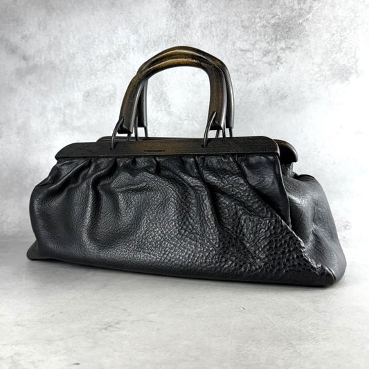 GUCCI Hand Bag Tote Purse Leather Black Authentic