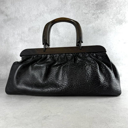 GUCCI Hand Bag Tote Purse Leather Black Authentic