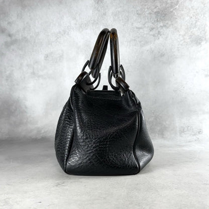 GUCCI Hand Bag Tote Purse Leather Black Authentic