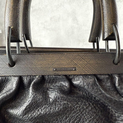 GUCCI Hand Bag Tote Purse Leather Black Authentic