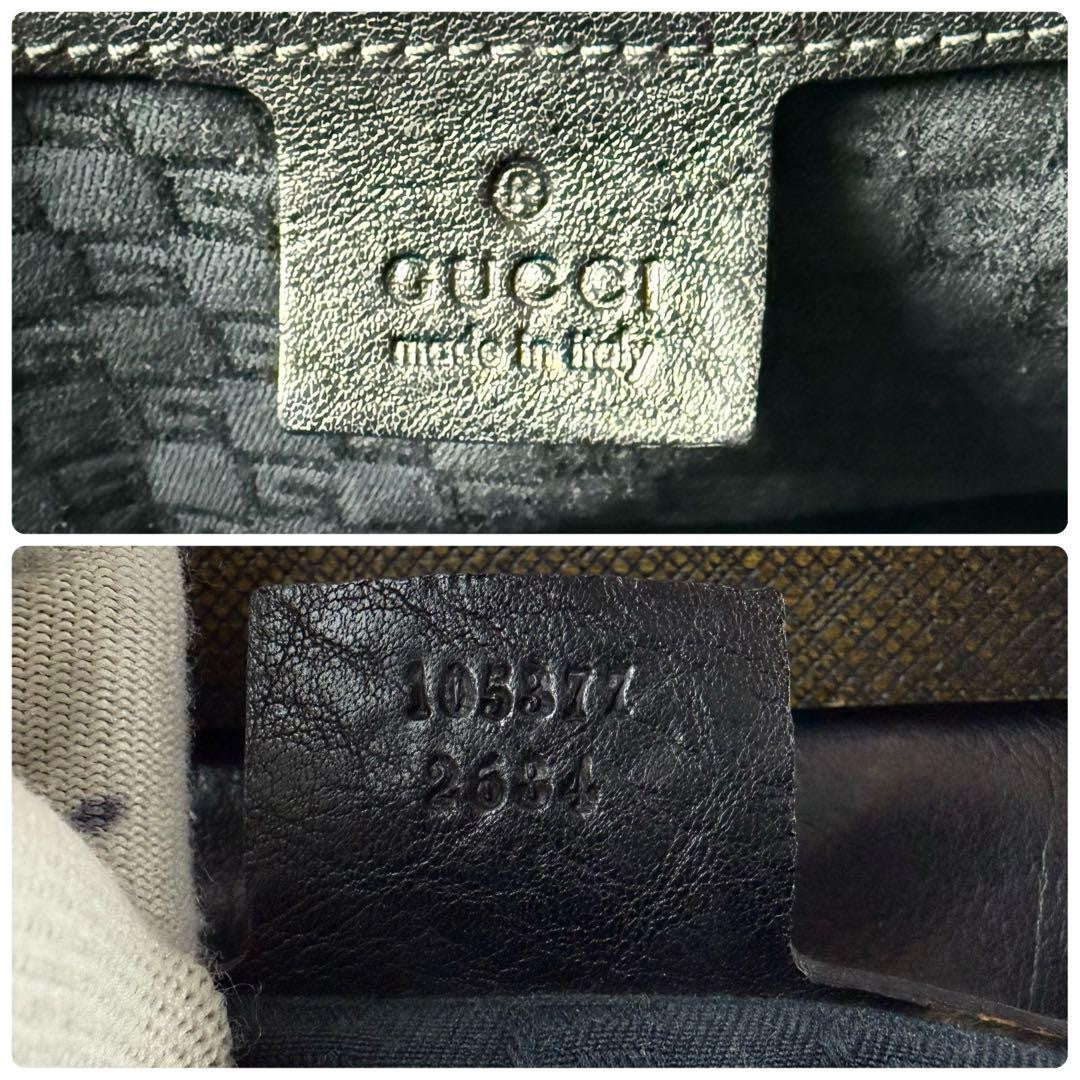 GUCCI Hand Bag Tote Purse Leather Black Authentic