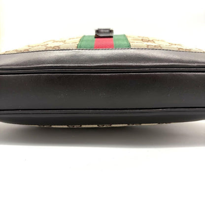 GUCCI Hand Bag Tote Purse Sherry Line GG Canvas Leather Beige Authentic