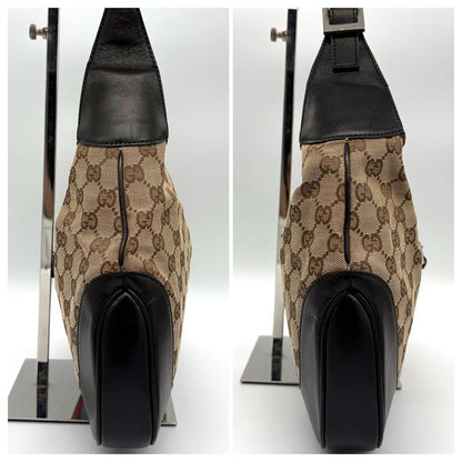 GUCCI Hand Bag Tote Purse Sherry Line GG Canvas Leather Beige Authentic