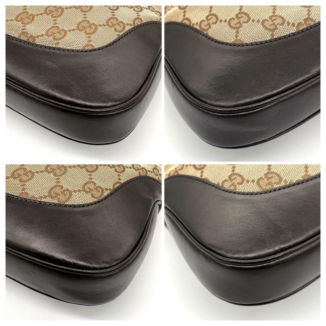 GUCCI Hand Bag Tote Purse Sherry Line GG Canvas Leather Beige Authentic