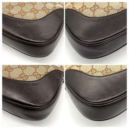 GUCCI Hand Bag Tote Purse Sherry Line GG Canvas Leather Beige Authentic