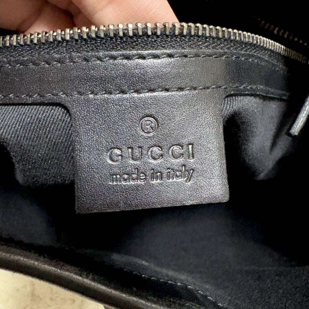 GUCCI Shoulder Bag Purse GG Canvas Leather Black Authentic