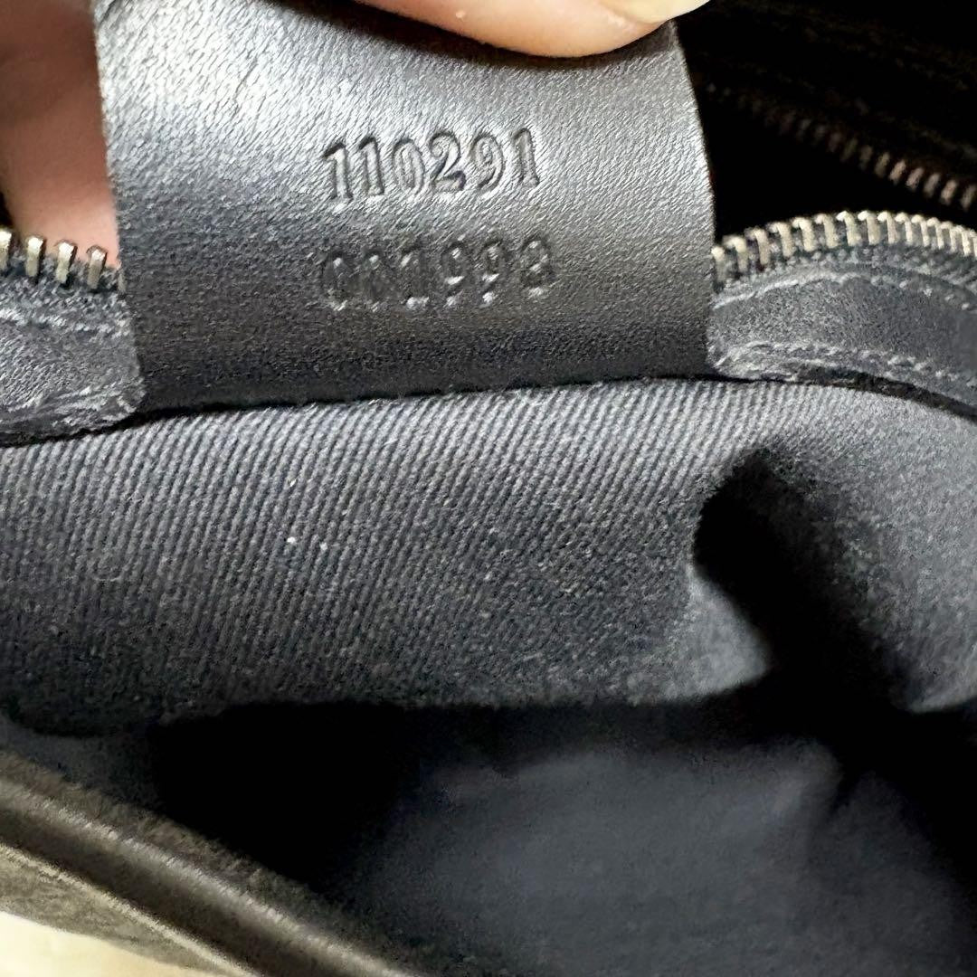GUCCI Shoulder Bag Purse GG Canvas Leather Black Authentic