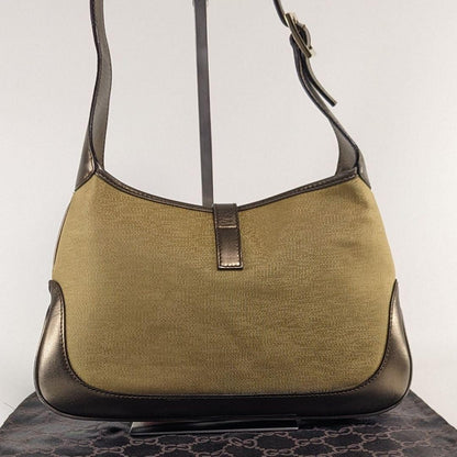 GUCCI Shoulder Bag Purse Sherry Line Gold Beige Brown Authentic
