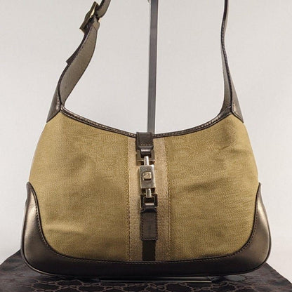 GUCCI Shoulder Bag Purse Sherry Line Gold Beige Brown Authentic