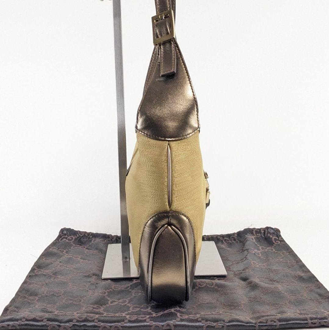 GUCCI Shoulder Bag Purse Sherry Line Gold Beige Brown Authentic