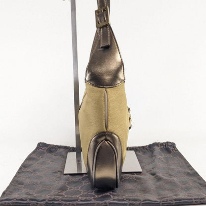 GUCCI Shoulder Bag Purse Sherry Line Gold Beige Brown Authentic