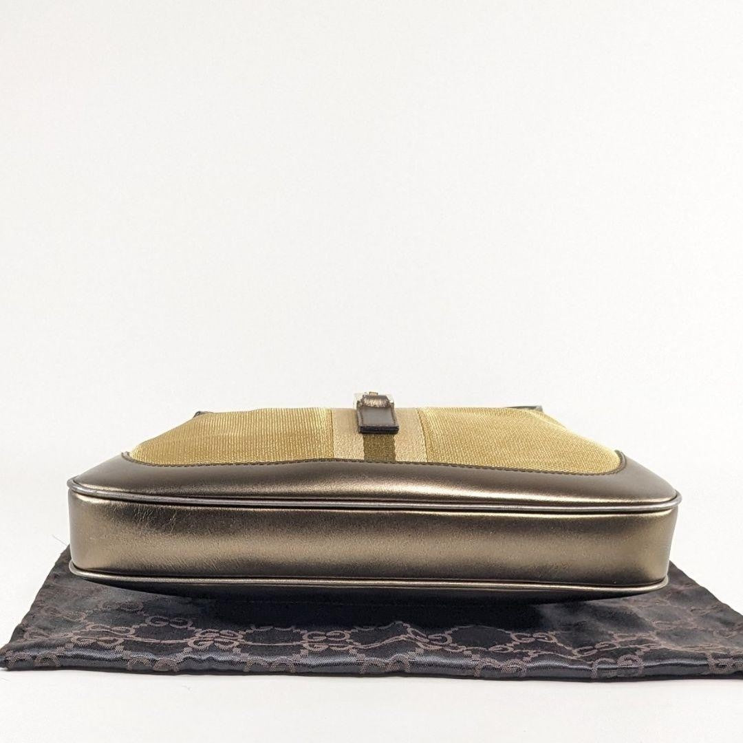 GUCCI Shoulder Bag Purse Sherry Line Gold Beige Brown Authentic