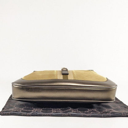 GUCCI Shoulder Bag Purse Sherry Line Gold Beige Brown Authentic