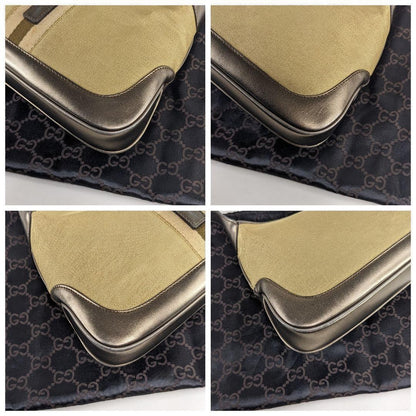 GUCCI Shoulder Bag Purse Sherry Line Gold Beige Brown Authentic
