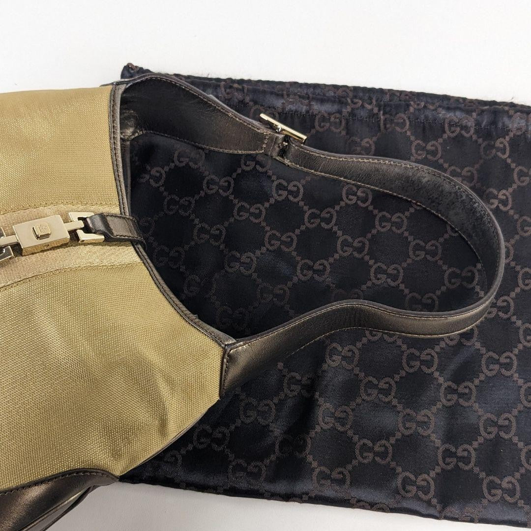 GUCCI Shoulder Bag Purse Sherry Line Gold Beige Brown Authentic