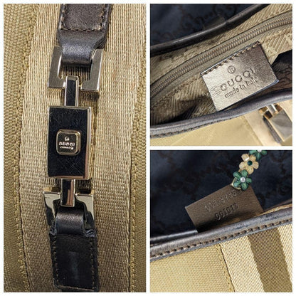 GUCCI Shoulder Bag Purse Sherry Line Gold Beige Brown Authentic