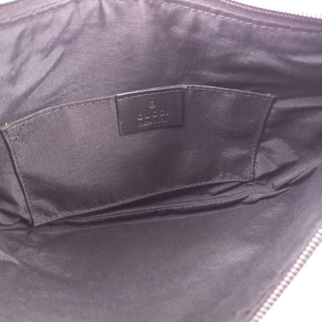 GUCCI Accessory Pouch Shoulder Bag Purse GG Canvas Leather Black Authentic