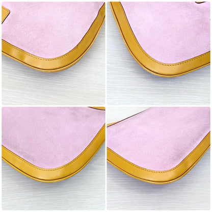 GUCCI Shoulder Bag Purse Leather Suede Brown Pink Authentic