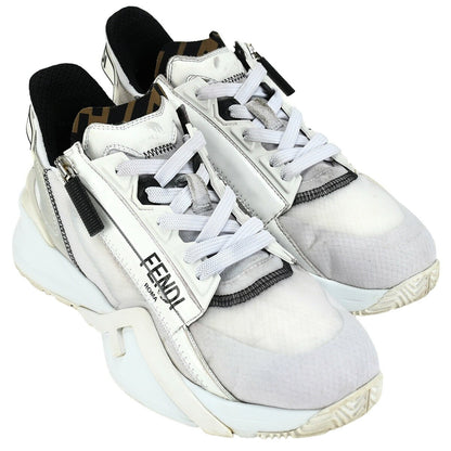 FENDI Sneakers Shoes Low-Cut FF EU 37 US 7 White Brown Authentic